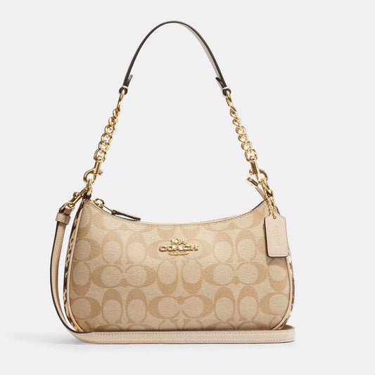 Coach Teri Shoulder Bag in Signature Canvas – Beige/Khaki