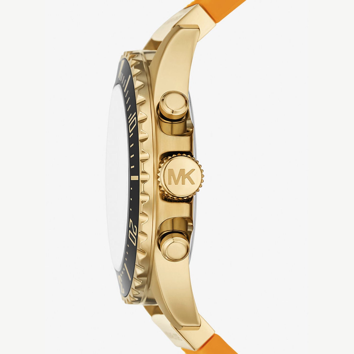 Michael Kors MKO1185 Everest Chronograph Men’s Watch – Gold Tone Case, Orange Silicone Strap, 45mm, 100M WR