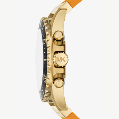 Michael Kors MKO1185 Everest Chronograph Men’s Watch – Gold Tone Case, Orange Silicone Strap, 45mm, 100M WR