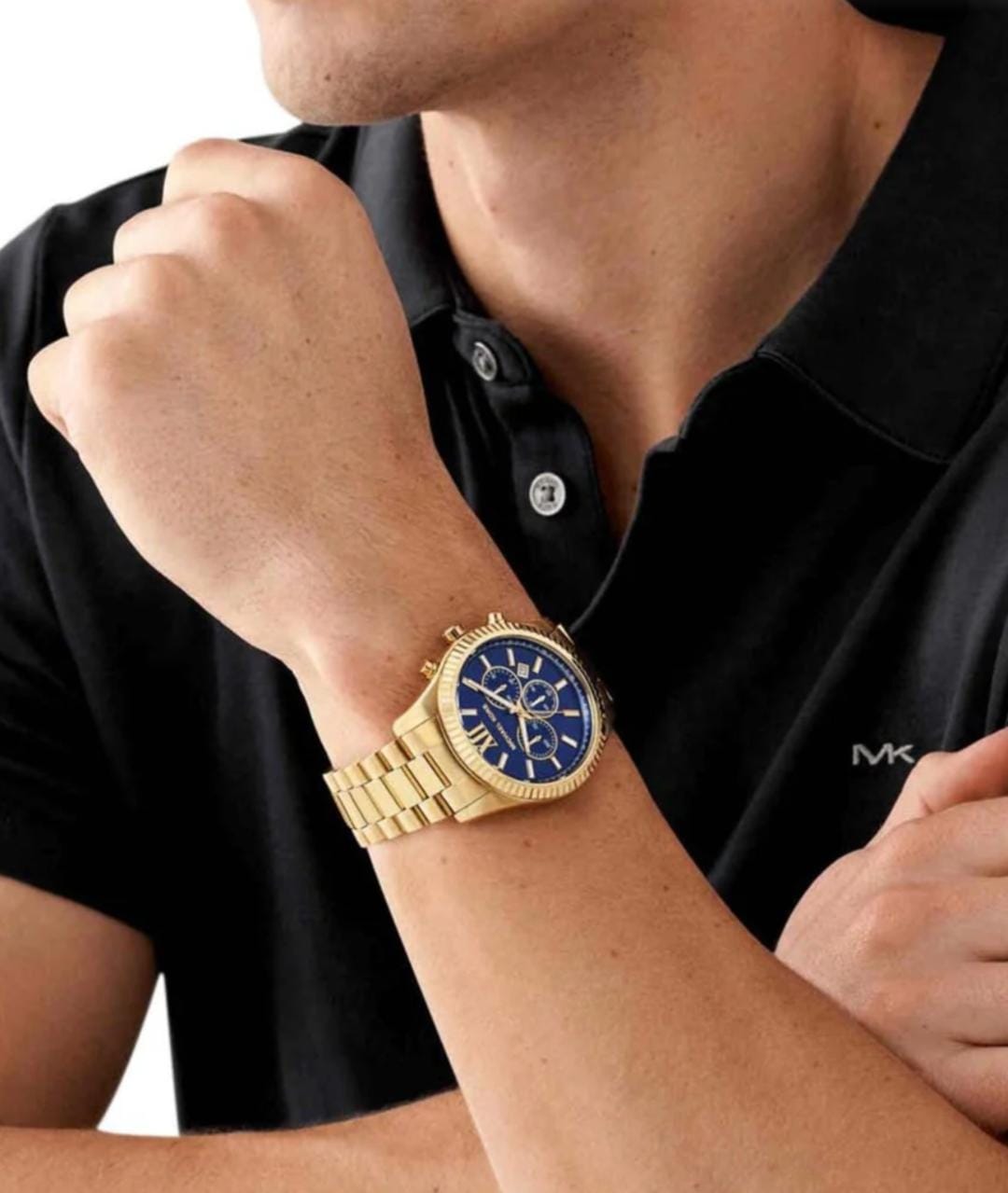 Michael Kors MK9153 Lexington Men’s Watch | Blue Dial Chronograph | Gold Tone Stainless Steel 44mm Luxury Watch
