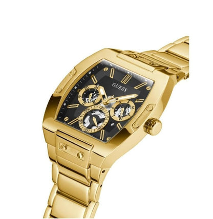 GUESS GW0456G1 Phoenix Men’s Watch | Black Dial Multifunction | Gold Tone Stainless Steel Rectangle Watch