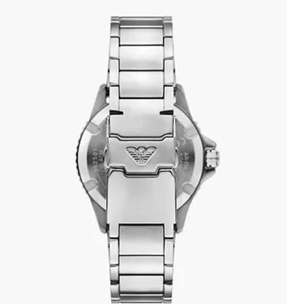Emporio Armani AR11683 World Explorer Men’s Watch | Silver Stainless Steel | 42mm Grey Dial Luxury Watch