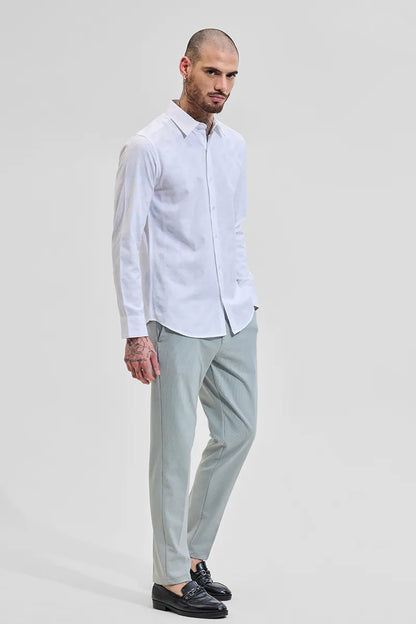 Snitch Men White Self-Design Slim Fit Casual Shirt