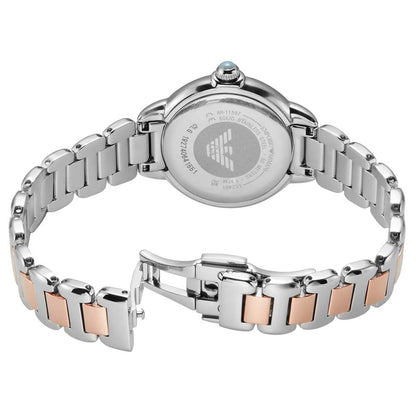Emporio Armani AR11597 Women’s Watch | Blue Dial Two-Tone Stainless Steel | Crystal Bezel Luxury Analog Watch