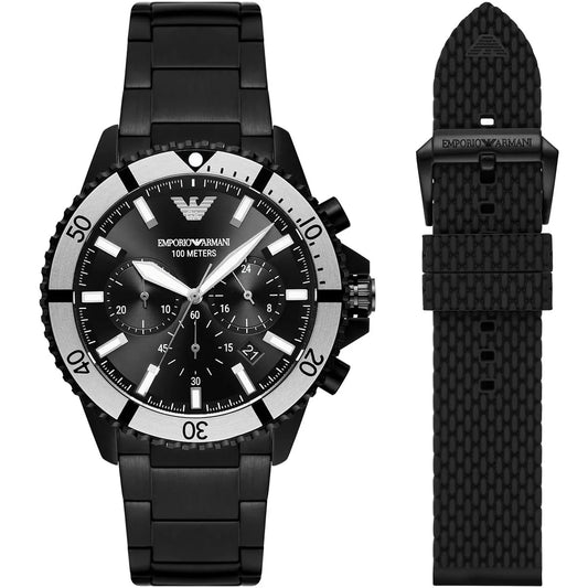 Emporio Armani AR80050 Men’s Watch | Black Dial Chronograph | 43mm Stainless Steel Luxury Watch