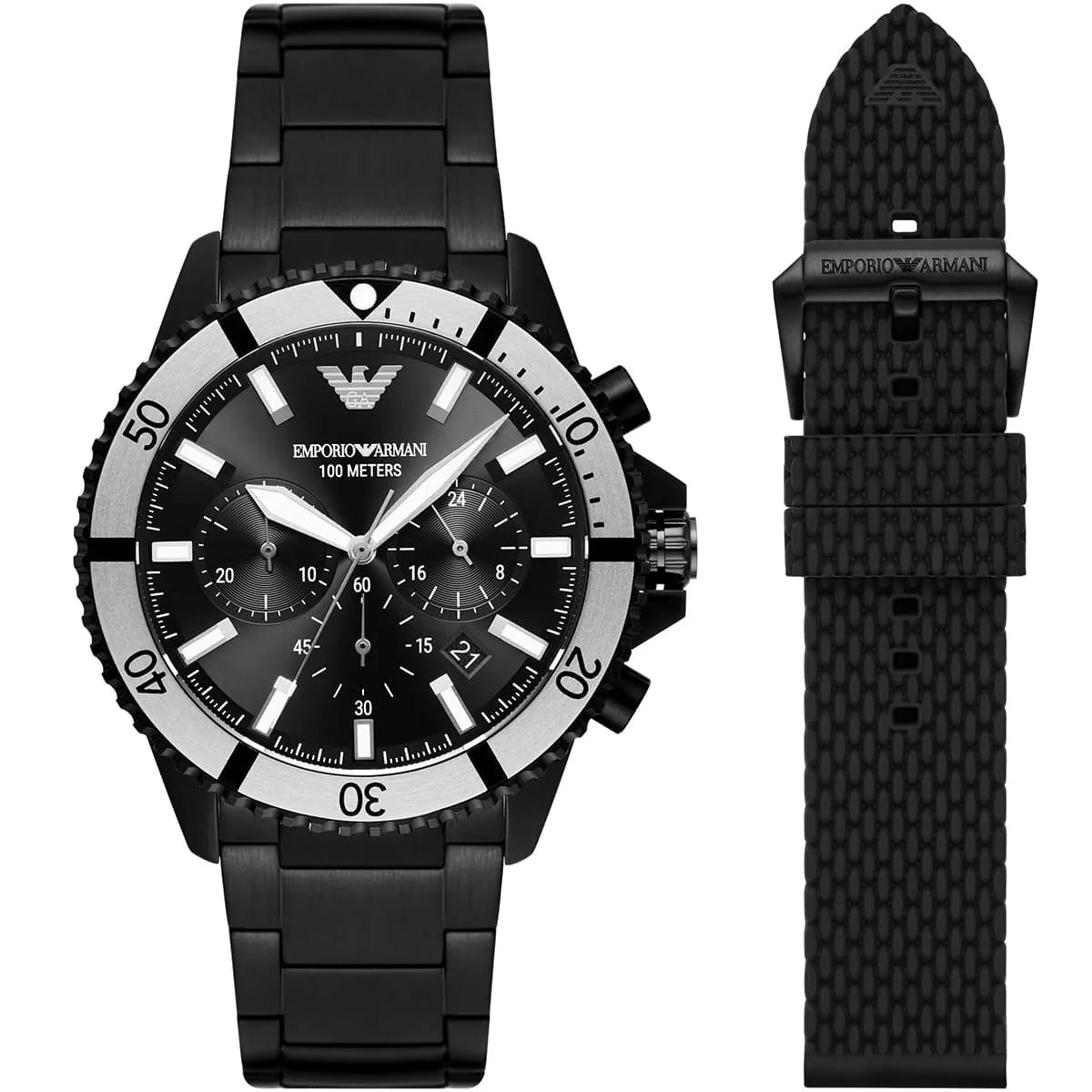 Emporio Armani AR80050 Men’s Watch | Black Dial Chronograph | 43mm Stainless Steel Luxury Watch
