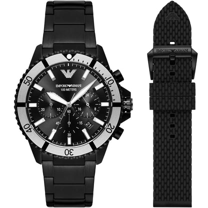 Emporio Armani AR80050 Men’s Watch | Black Dial Chronograph | 43mm Stainless Steel Luxury Watch