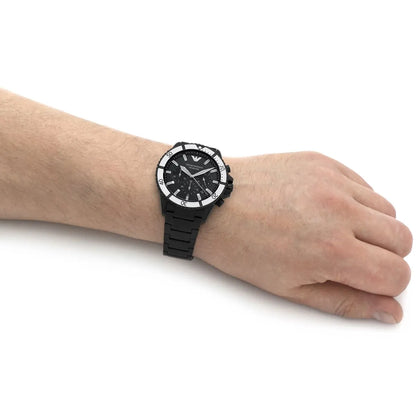 Emporio Armani AR80050 Men’s Watch | Black Dial Chronograph | 43mm Stainless Steel Luxury Watch