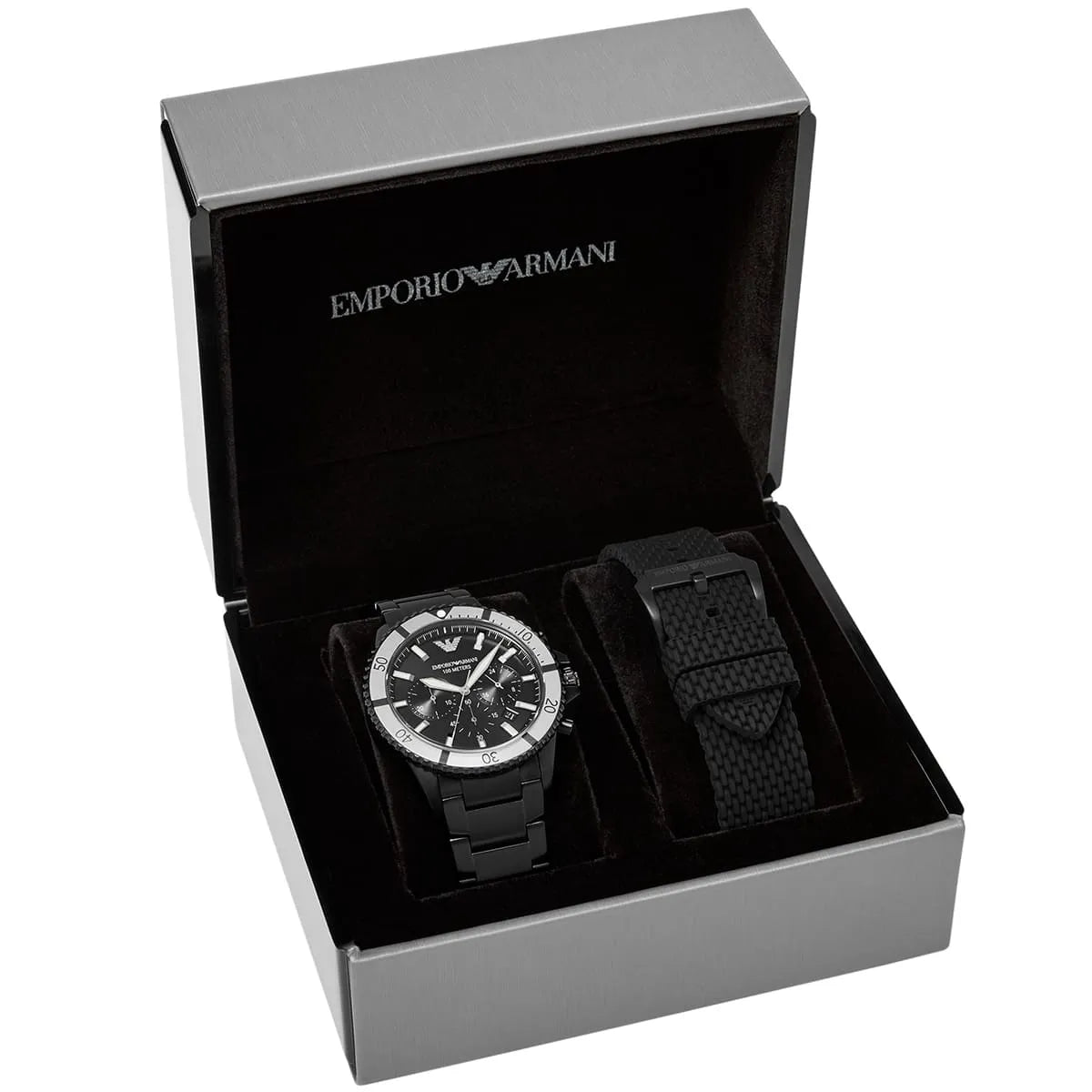 Emporio Armani AR80050 Men’s Watch | Black Dial Chronograph | 43mm Stainless Steel Luxury Watch