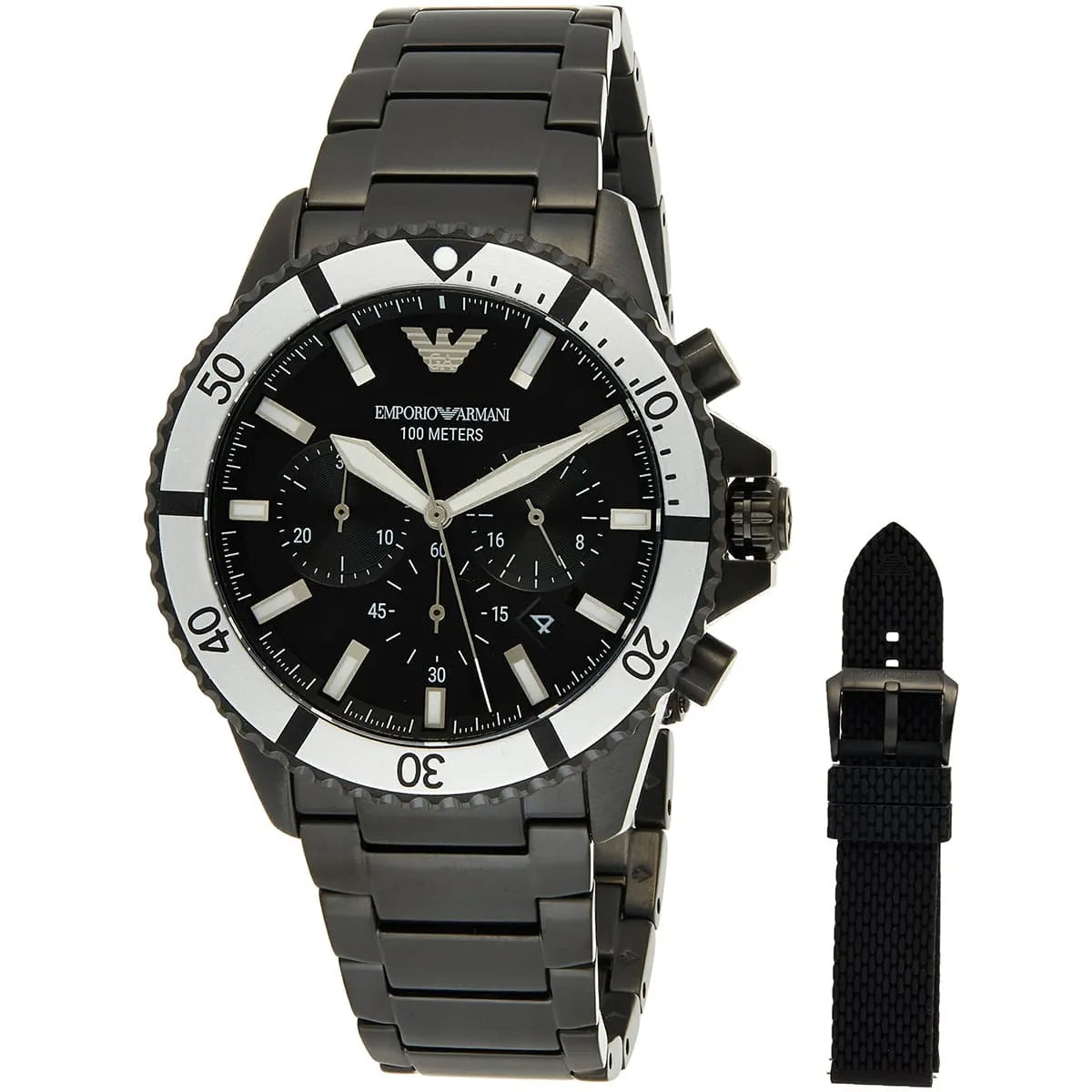 Emporio Armani AR80050 Men’s Watch | Black Dial Chronograph | 43mm Stainless Steel Luxury Watch