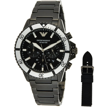 Emporio Armani AR80050 Men’s Watch | Black Dial Chronograph | 43mm Stainless Steel Luxury Watch