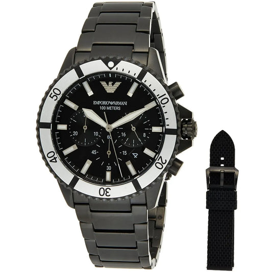 Emporio Armani AR80050 Men’s Watch | Black Dial Chronograph | 43mm Stainless Steel Luxury Watch