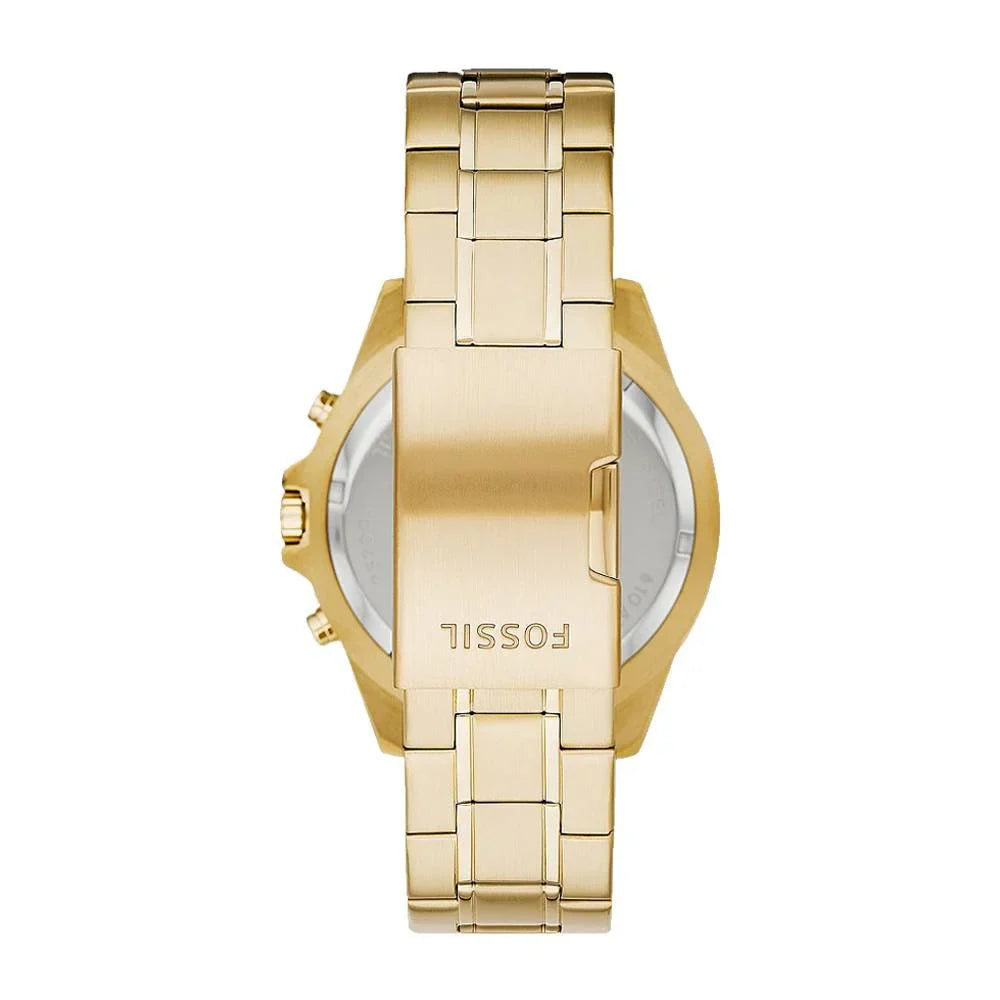 Fossil Garrett FS5772 Men’s Chronograph Watch – Gold Dial, Gold Stainless Steel Strap, 44mm Quartz