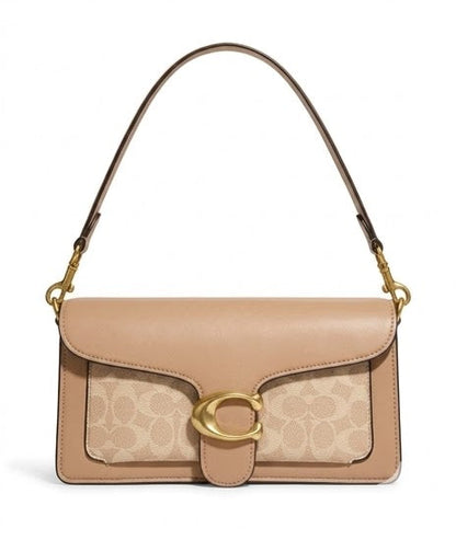 Coach Tabby Style Signature Canvas Flap Bag – Beige Leather Trim