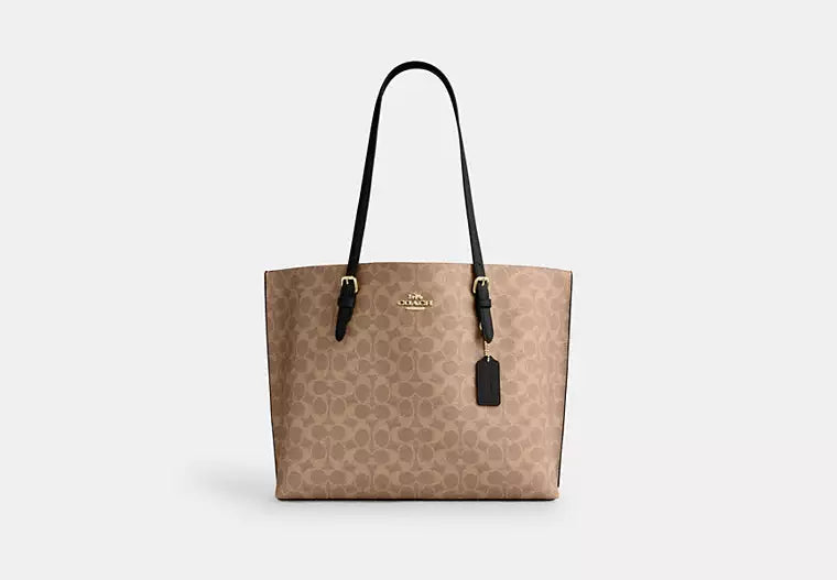 Coach Mollie Tote Bag 25 in Signature Canvas Beige/Black