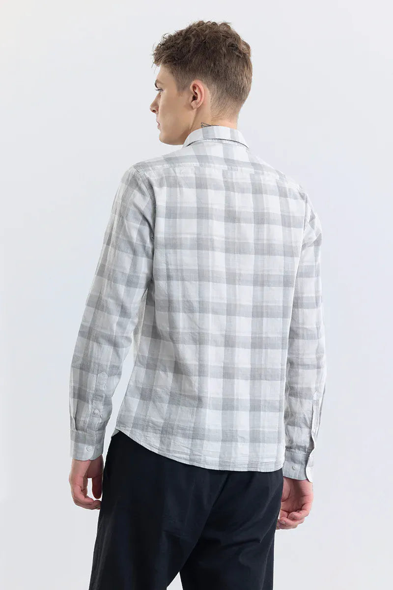 Snitch Alessia Smoke Grey Checks Linen Blend Shirt for Men