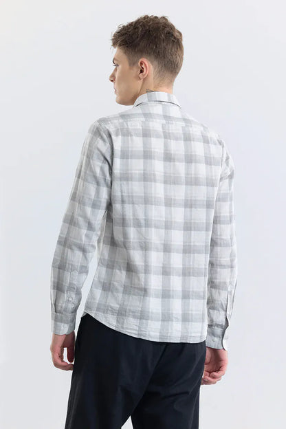 Snitch Alessia Smoke Grey Checks Linen Blend Shirt for Men