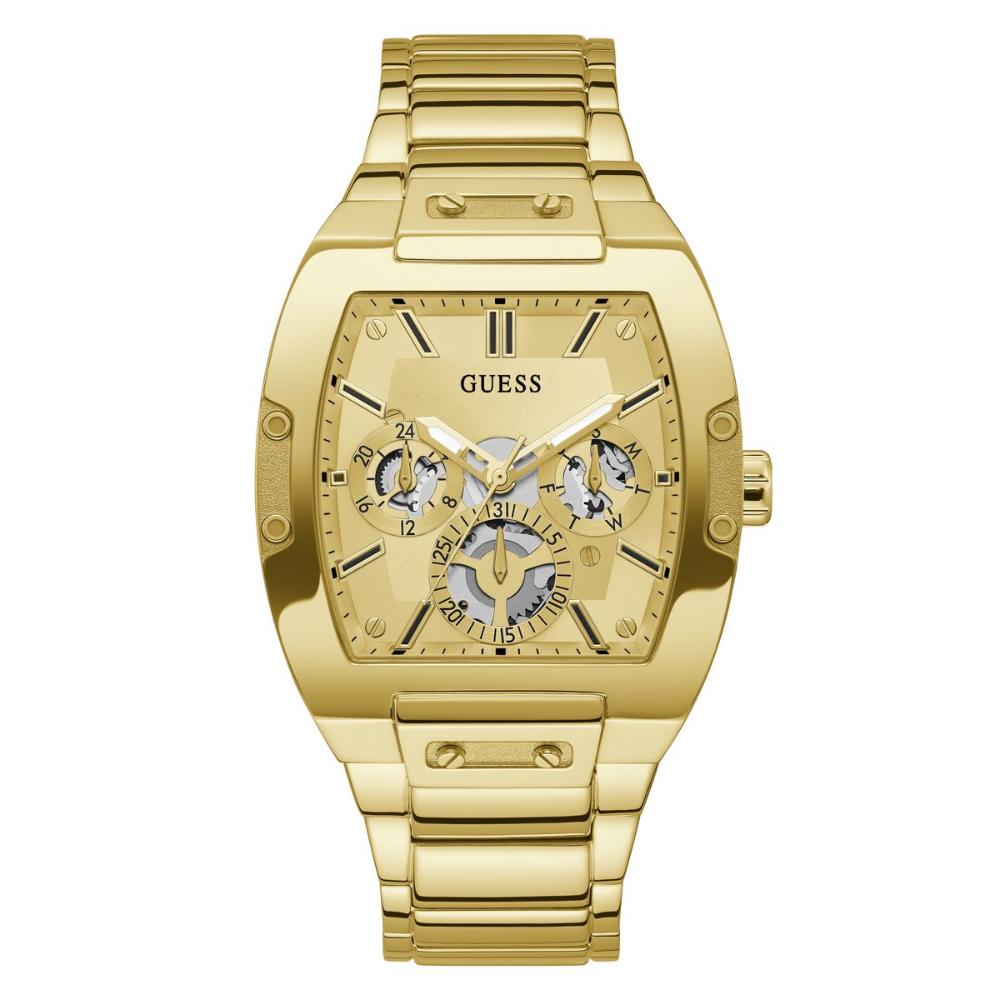 GUESS GW0456G2 Phoenix Men’s Watch | Gold Tone Multifunction | Rectangle Dial Stainless Steel Luxury Watch