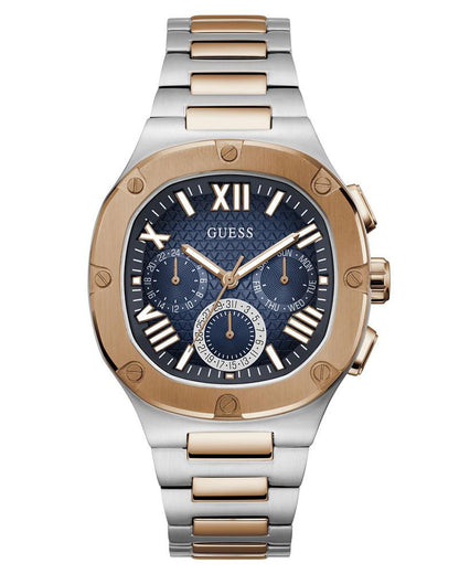 GUESS GW0572G4 Headline Men’s Watch | Blue Dial Chronograph Two-Tone Stainless Steel | 42mm Luxury Analog Watch