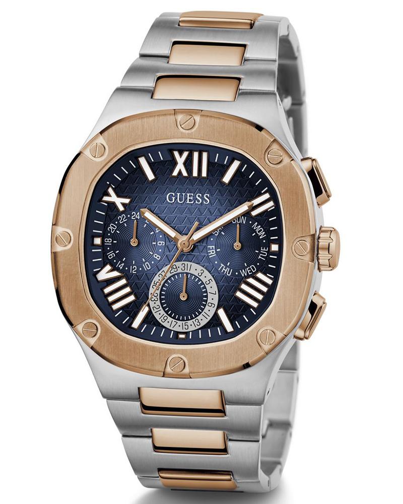 GUESS GW0572G4 Headline Men’s Watch | Blue Dial Chronograph Two-Tone Stainless Steel | 42mm Luxury Analog Watch