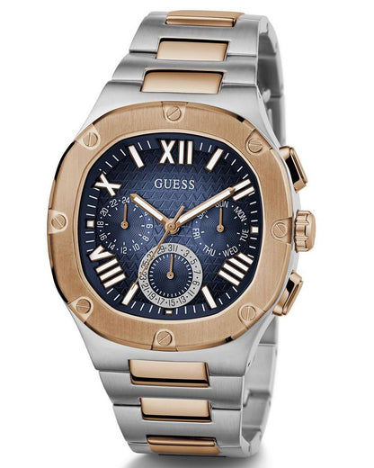 GUESS GW0572G4 Headline Men’s Watch | Blue Dial Chronograph Two-Tone Stainless Steel | 42mm Luxury Analog Watch
