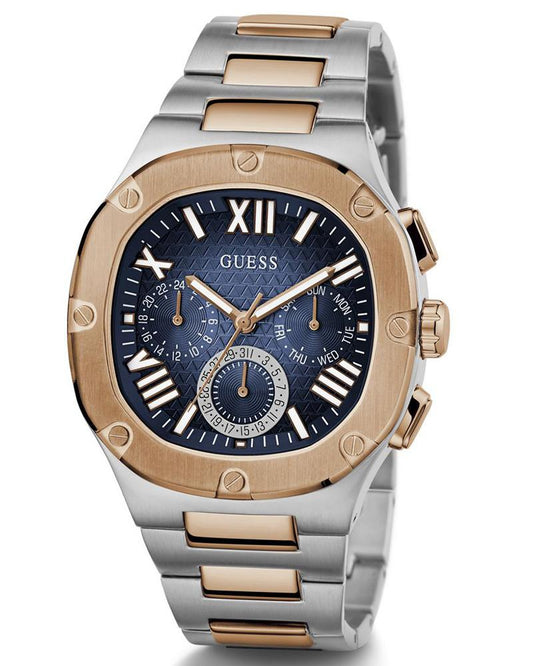GUESS GW0572G4 Headline Men’s Watch | Blue Dial Chronograph Two-Tone Stainless Steel | 42mm Luxury Analog Watch