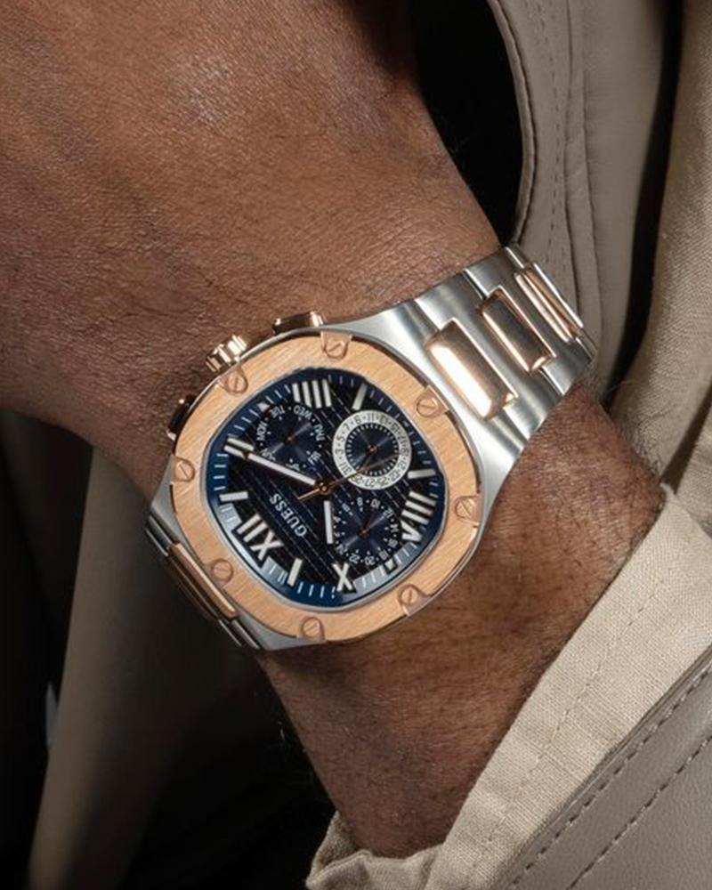 GUESS GW0572G4 Headline Men’s Watch | Blue Dial Chronograph Two-Tone Stainless Steel | 42mm Luxury Analog Watch