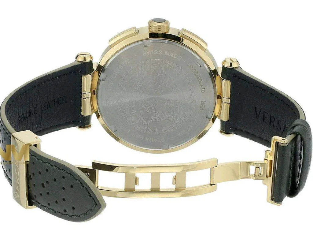 Versace VBR020017 Aion Men’s Watch | Gold Tone Chronograph | Green Leather Strap Swiss Made Luxury Watch