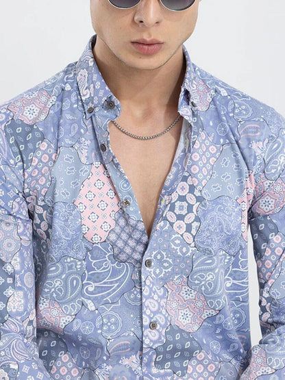 Snitch Slim Fit Printed Button Down Shirt for Men