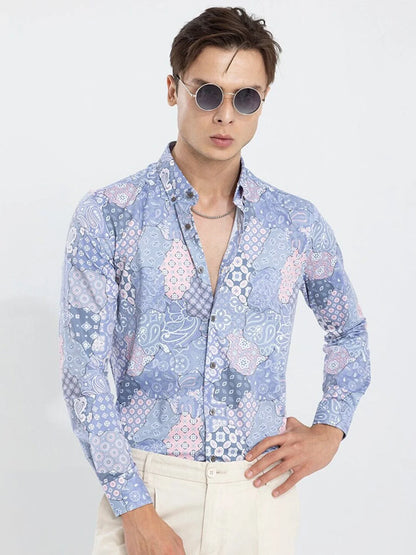 Snitch Slim Fit Printed Button Down Shirt for Men