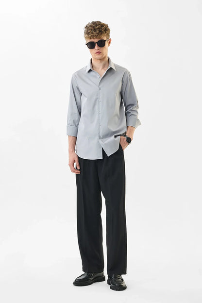 Snitch Men Grey Slim Fit Stretch Luxe Casual Shirt for Men