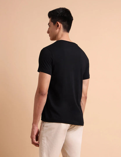 U.S. Polo Assn. Denim Co. Men Printed Round Neck Pure Cotton Black T-Shirt