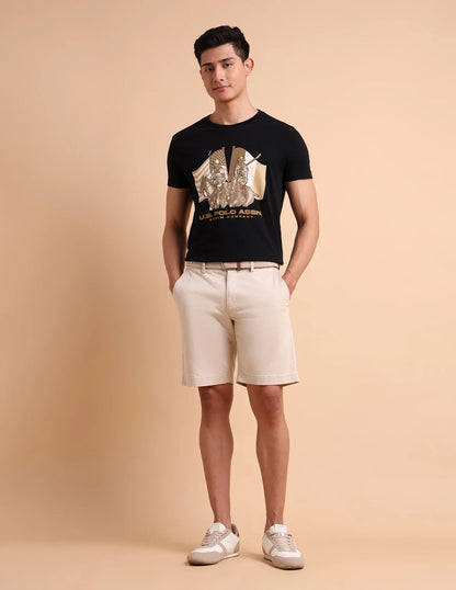 U.S. Polo Assn. Denim Co. Men Printed Round Neck Pure Cotton Black T-Shirt