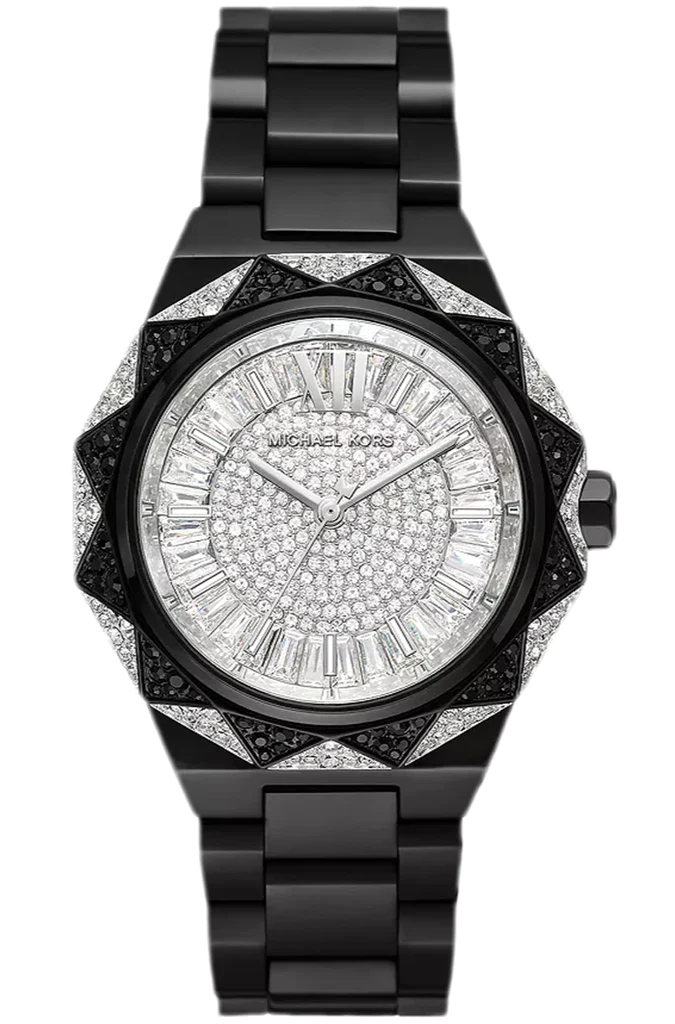 Michael Kors MK4692 Raquel Women’s Watch | Silver Dial Black Stainless Steel Bracelet | Rectangular Analog Luxury Watch
