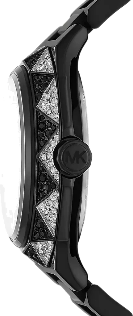 Michael Kors MK4692 Raquel Women’s Watch | Silver Dial Black Stainless Steel Bracelet | Rectangular Analog Luxury Watch