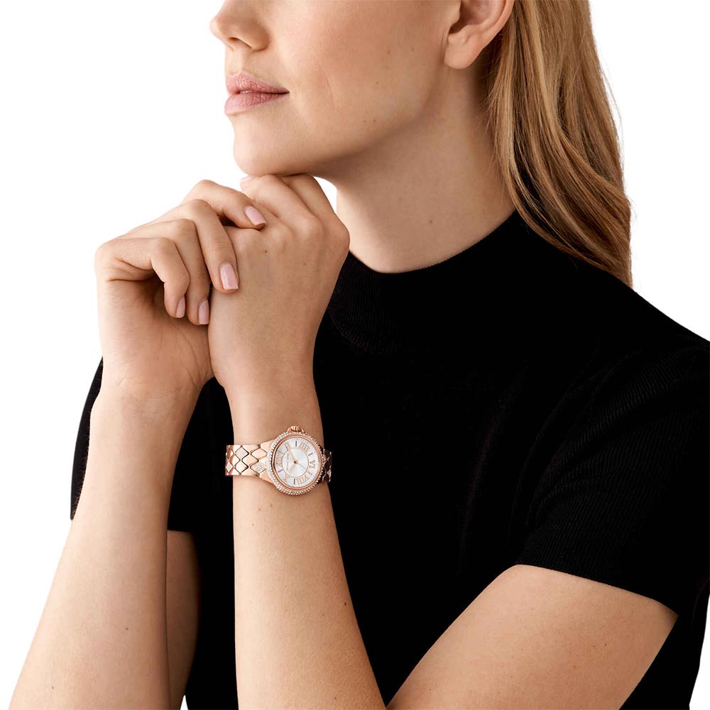 Michael Kors MK4810 Camille Women’s Watch | White Dial Rose Gold Stainless Steel | 33mm Analog Luxury Watch