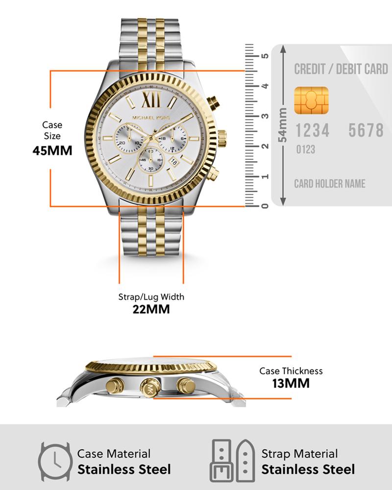 Michael Kors MK8344 Lexington Men’s Watch | Two-Tone Chronograph | 45mm Stainless Steel Luxury Watch