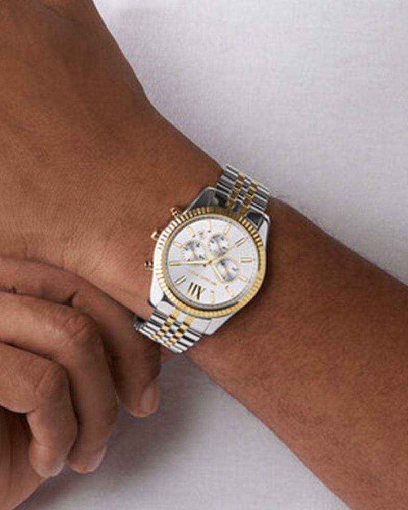 Michael Kors MK8344 Lexington Men’s Watch | Two-Tone Chronograph | 45mm Stainless Steel Luxury Watch