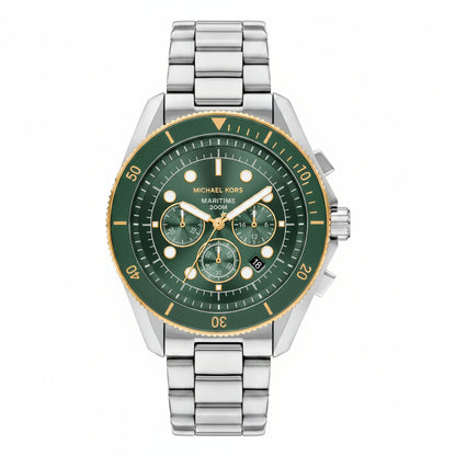 Michael Kors Maritime MK9215 Green Dial Chronograph Watch – Men’s Stainless Steel 45mm Luxury Watch (200M Water Resistant)