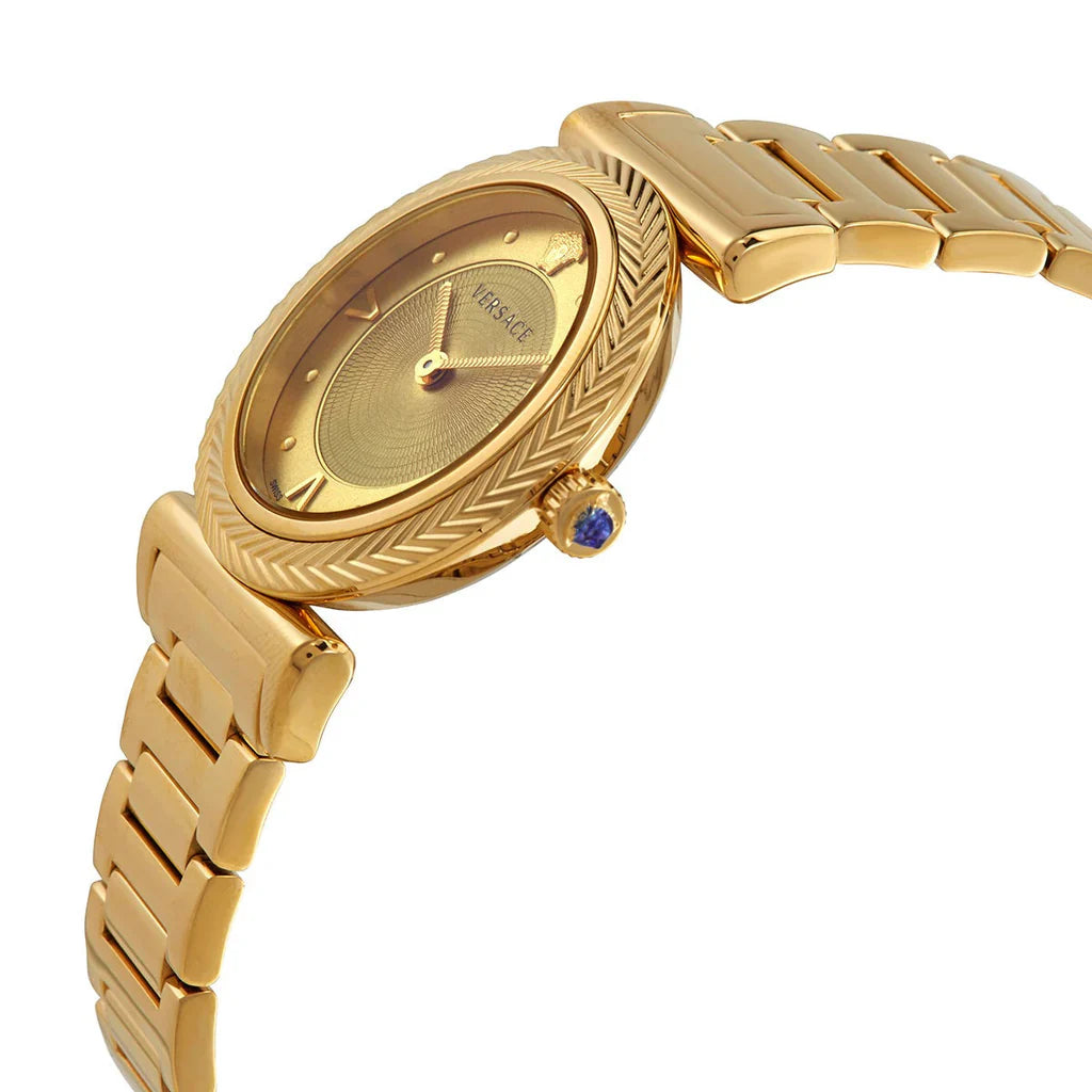 Versace VERE00618 V-Motif Women’s Watch | Gold Dial Gold Stainless Steel Strap | Swiss Made Luxury Watch