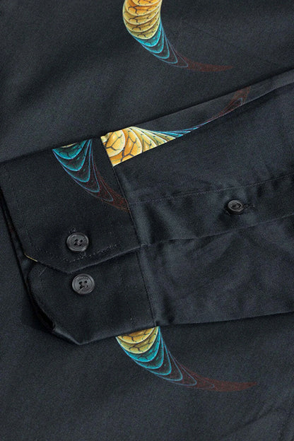 Snitch Dark Blue Printed Slim Fit Casual Shirt
