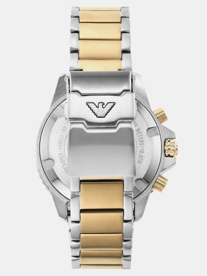 Emporio Armani AR11361 Men’s Chronograph Watch | Green Dial | Two-Tone Stainless Steel Strap | 100M Water Resistant