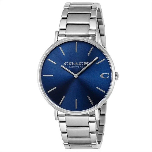 Coach Charles 14602429 Men’s Analog Watch – Blue Dial, Stainless Steel Strap, 41mm Quartz