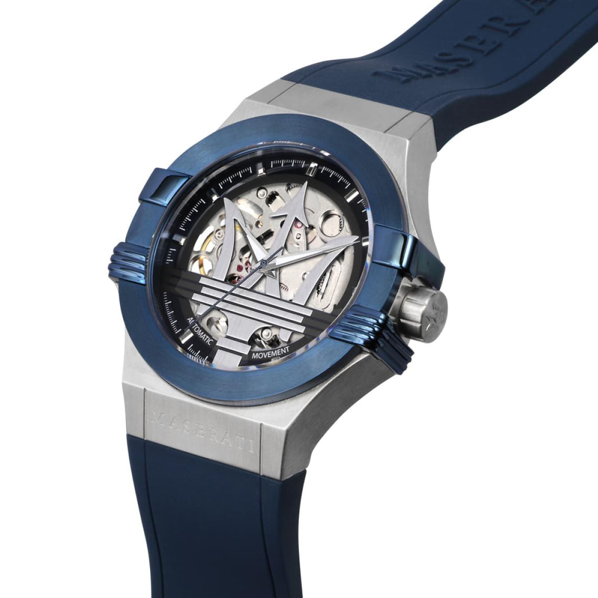 Maserati Potenza R8821108035 Men’s Automatic Watch – Skeleton Dial, Blue Rubber Strap, 42mm