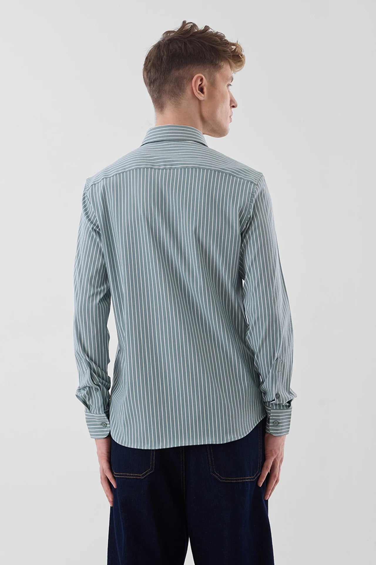 Snitch Men Grey Striped Slim Fit Luxe Casual Shirt