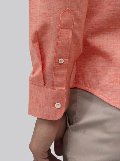 Snitch Pink Slim Fit Solid Button Down Shirt for Men