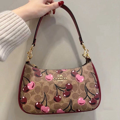 Coach Teri Mini Shoulder Bag Cherry Print Signature Canvas (CY694)