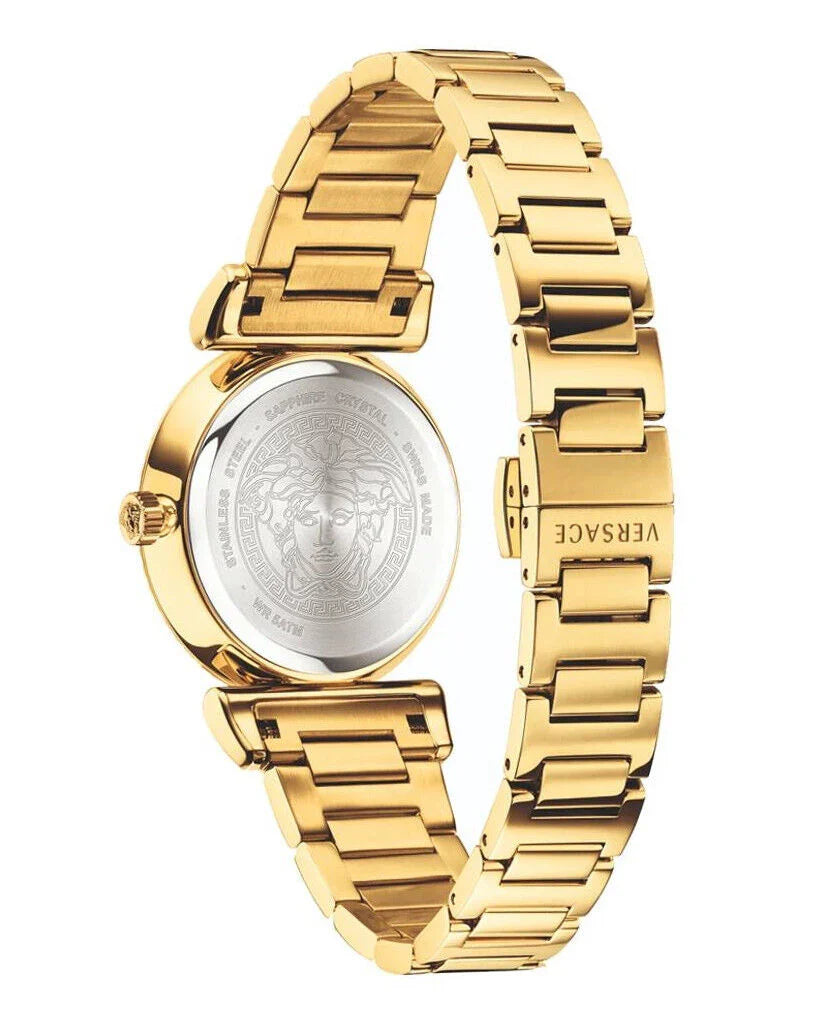 Versace VERE00618 V-Motif Women’s Watch | Gold Dial Gold Stainless Steel Strap | Swiss Made Luxury Watch