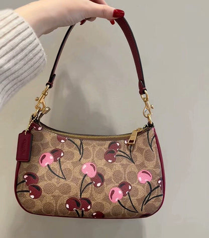 Coach Teri Mini Shoulder Bag Cherry Print Signature Canvas (CY694)