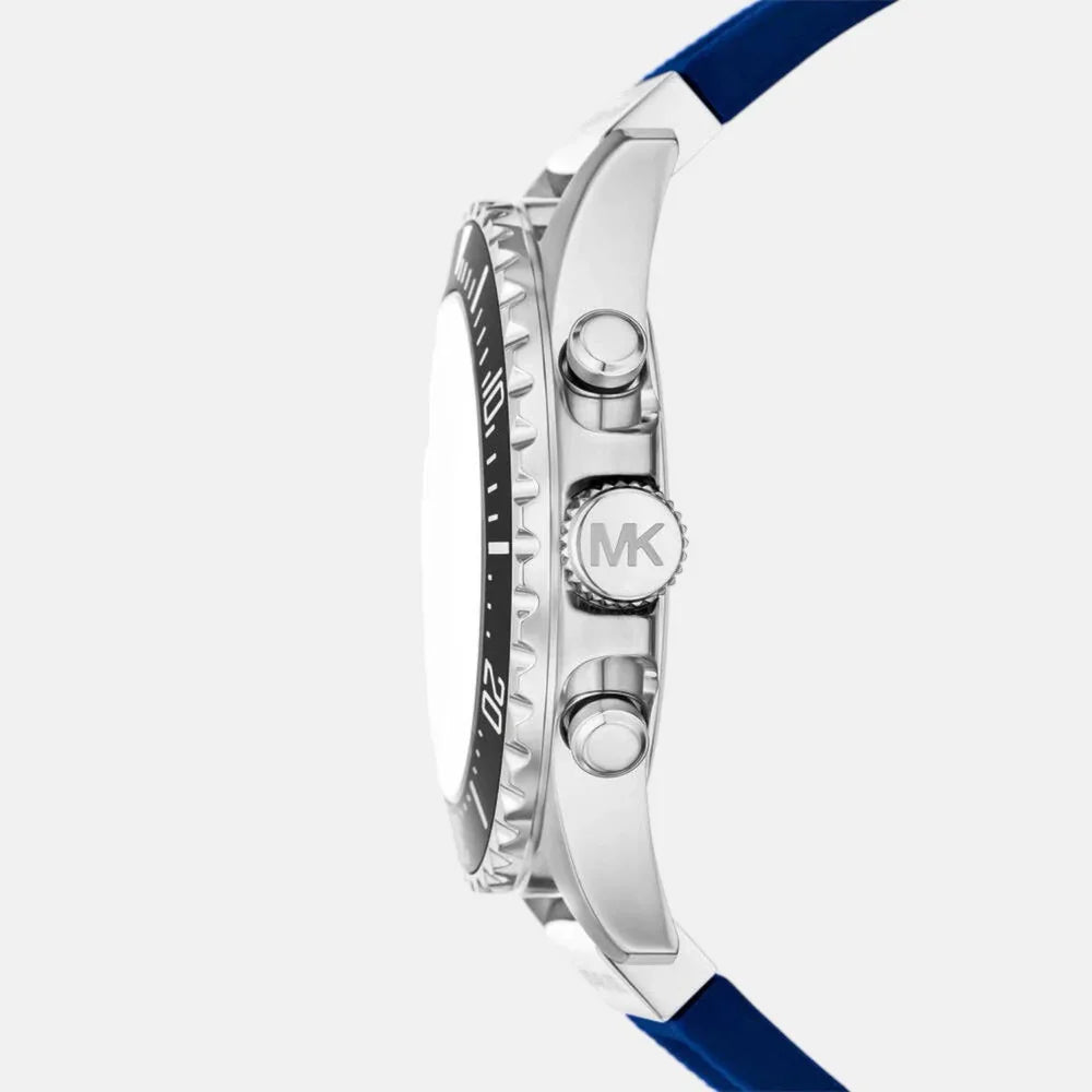 Michael Kors Everest MKO1160 Men’s Chronograph Watch – Black Dial, Blue Silicone Strap, 45mm Quartz
